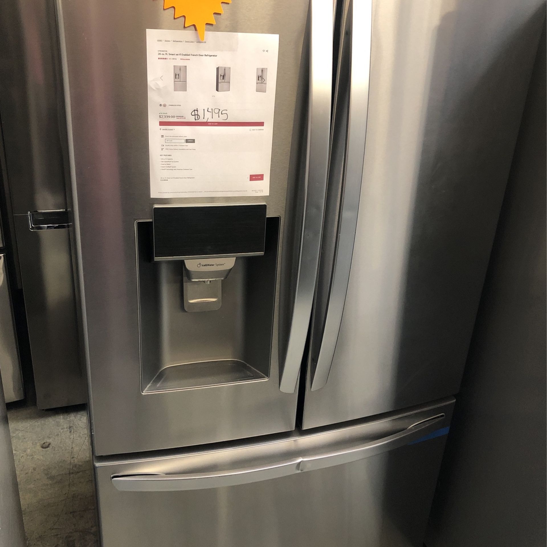 New Lg French door stainless steel refrigerator
