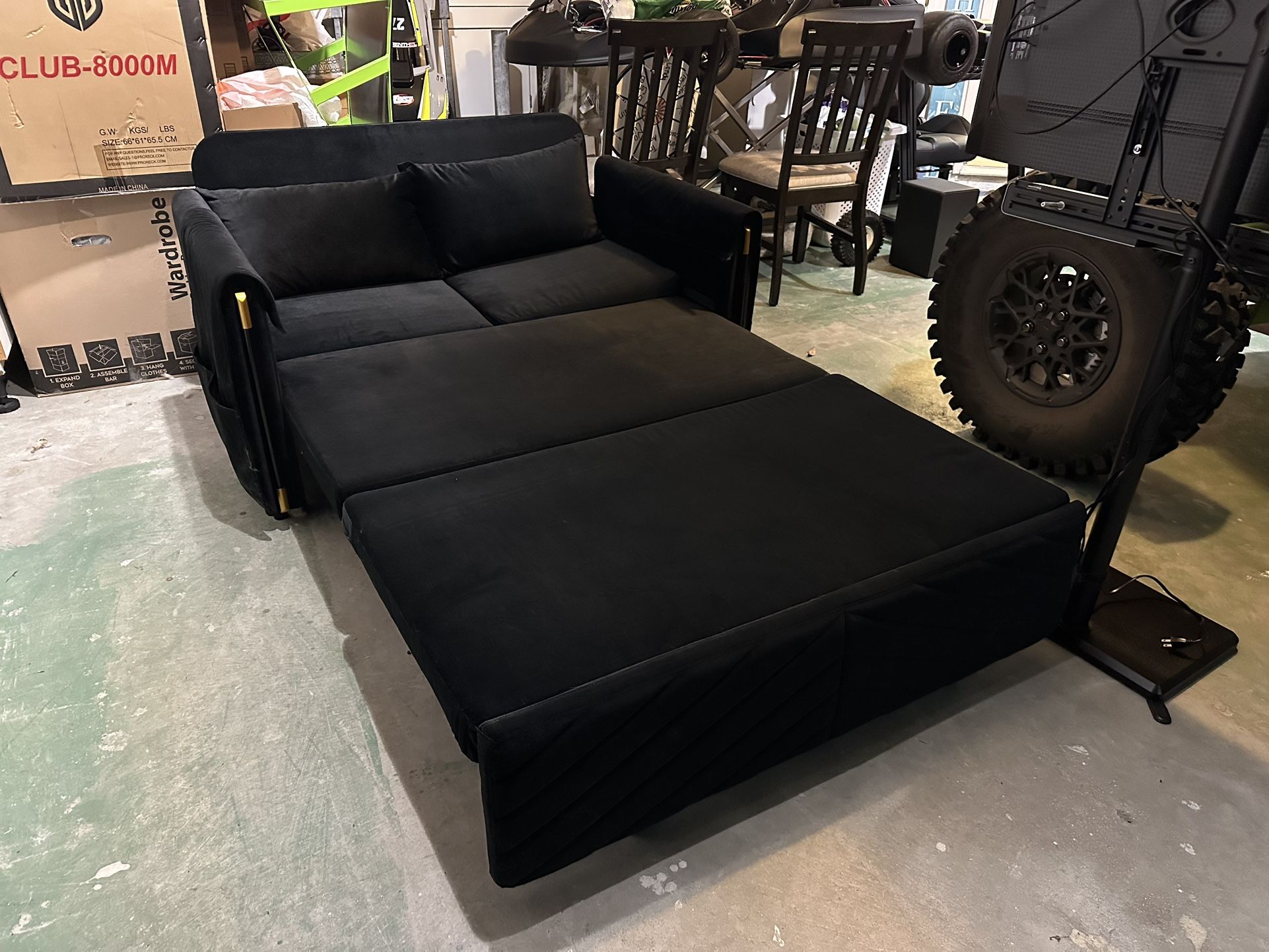 Black Velvet Sofa bed 