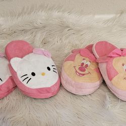 Hello Kitty And Mickey Mouse Slippers 2 Pairs