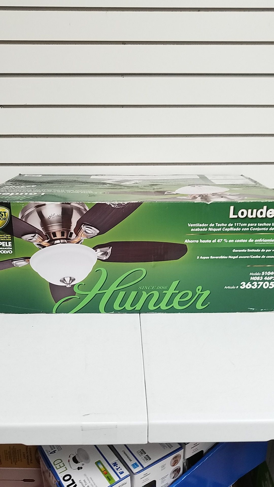 New in Box—Hunter Louden 46in Brushed Nickel Indoor Flush Mount