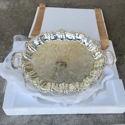 Large Vintage Silver International Co. Footed Tray