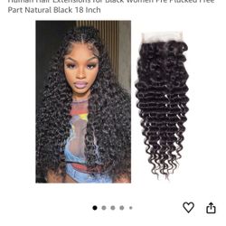 Brand New : 16inch 4x4 HD Lace Closure Human Hair Deep Wave Closure Human Hair Extensions