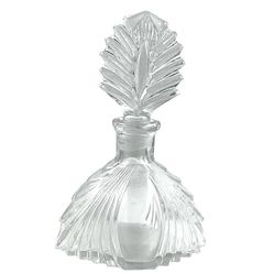 1930s  Art Deco Perfume Bottle with Stopper, 5.25 in, Depression Clear Glass