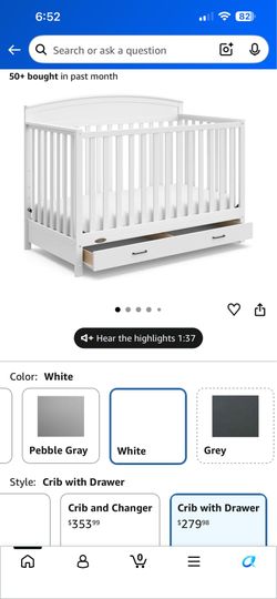 Graco 5 in 1 crib with drawers