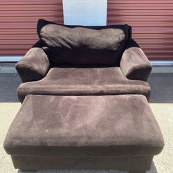 Black Over Sized Sofa Chair And Footrest