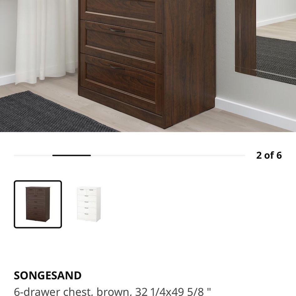 ikea songesand dresser brown 6-drawer IKEA SONGESAND wardrobe, brown, 47