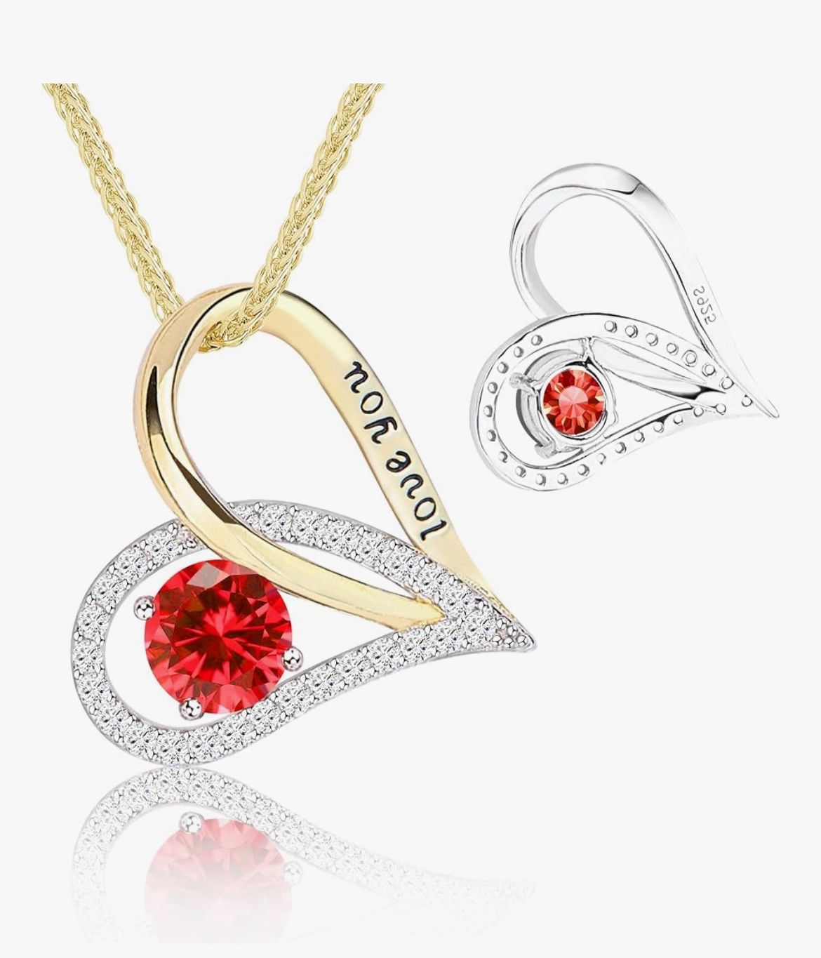 Brand: Ceaklev S925 Sterling Silver Two‑Tone Gold Heart Pendant Necklace | 18″+2″ Adjustable Necklace for Women with Bonus S925 Silver Two‑Tone Chain