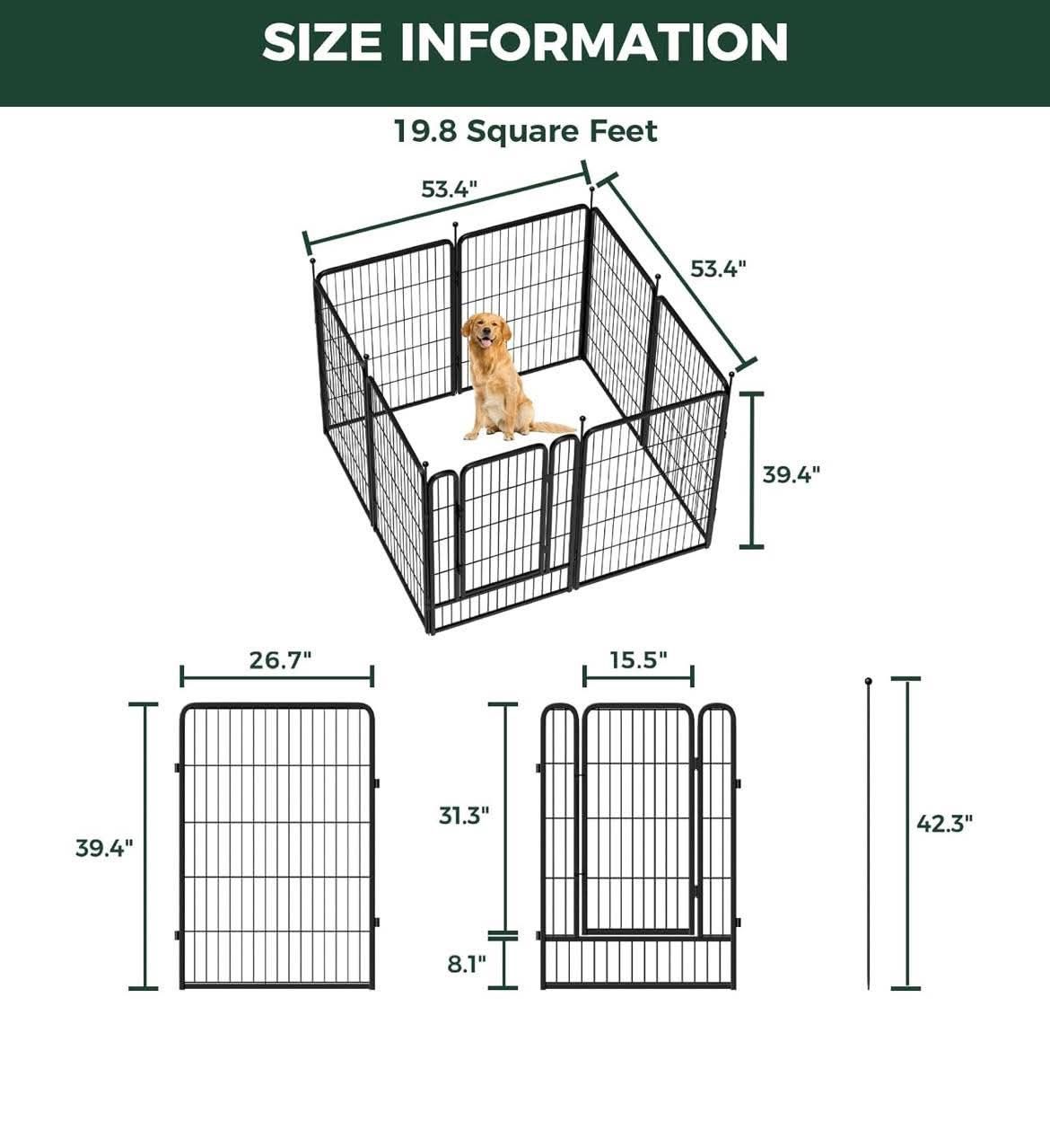 NEW IN BOX-FXW Rollick Unleashed Dog Playpen for Indoor, Yard, RV Camping, 40 inch 8 Panels for Medium and Large Dogs│Patented