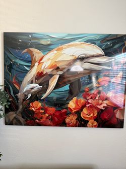 Dolphin Mosaic Style Wall Art Print