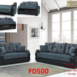 NEW GRAY SOFA AND LOVESEAT IN GRAY ! PILLOWS ARE INCLUDED ! SLEEPER SOFA WITH STORAGE ! MINAS HOME FURNITURE 