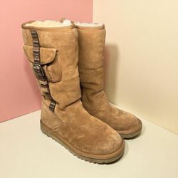 Rare Y2K UGG Australia Pocket Shearling Lined Tall Chestnut Suede Boots – Women’s 5  