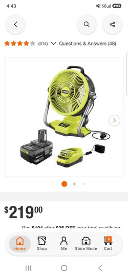 ONE+ 18V Cordless Hybrid WHISPER SERIES 12 in. Misting Air Cannon Fan Kit with 4.0 Ah Battery and Charger
