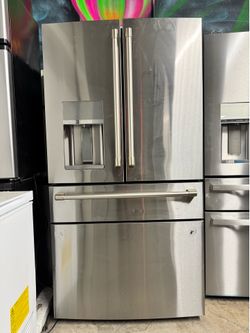 GE Profile 22.4 Cu. Ft. Smart counter depth 4-door French door Refrigerator with Kitchen assistant&scan to shopping list