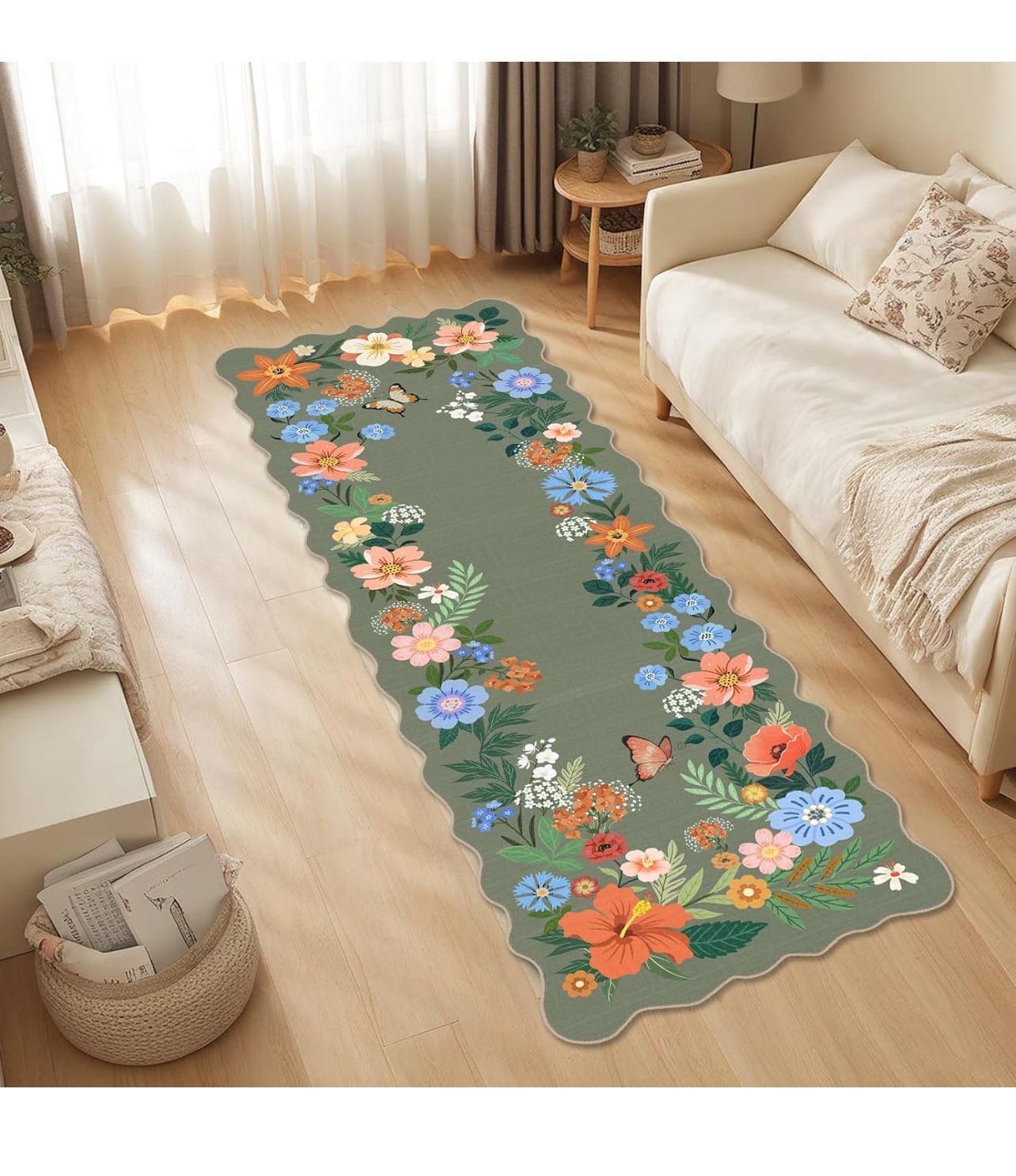 Brandnew  Washable Runner Rug 2x6, Floral Runner Rug for Kitchen Floor Hallway Floral Living Room Rugs for Kids Girls Bedroom Nursery Indoor Door Mat,