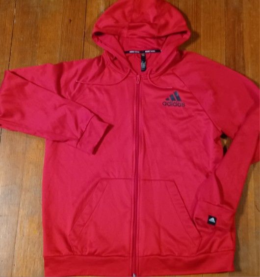 Adidas Xlarge Men's Hoodie Fullzip Coat Jacket Light Weight Red