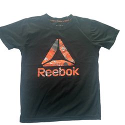 Children's Black and Orange Reebok Short Sleeve T Shirt Size Medium 8