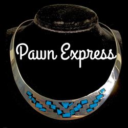 Sterling Silver Turquoise Inlay Collar Necklace 