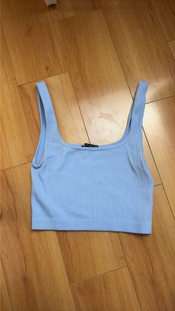 Ribbed Medium-Large Sized Tank Top from Zara in blue.