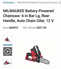 Milwaukee battery powered chainsaw