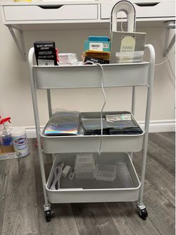 3-Tier Rolling Cart - Metal Utility Storage Organizer