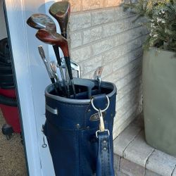 Vintage Golf Bag And Assorted Clubs
