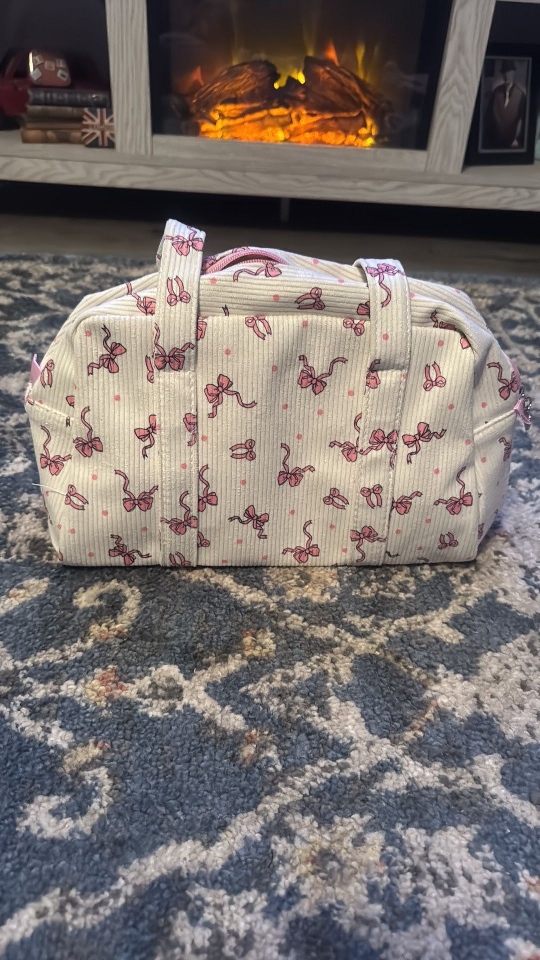 Cream Bow Duffle Bag