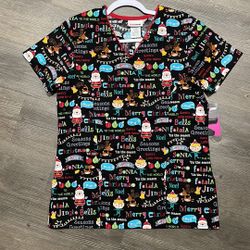 Christmas Scrub Top  Small