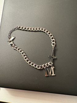 Letter (M) initial cross bracelet