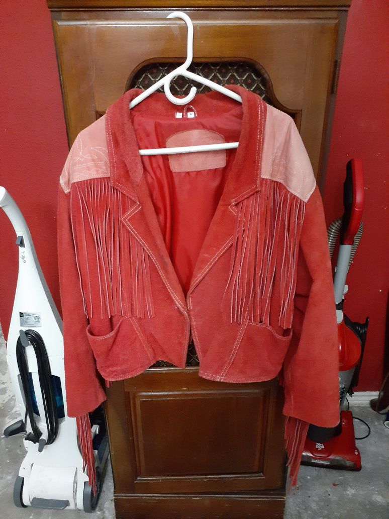 Red Leather Fringe Jacket
