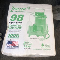 Zoeller 98-0001, Model M98 Flow-Mate Cast Iron Effluent Sump Pump, 0.5 HP, 115 V