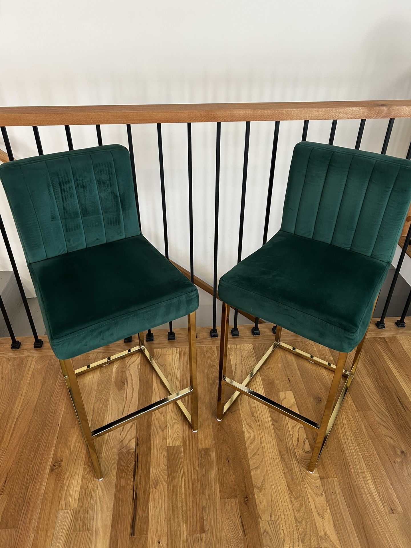 Mid-century Modern Velvet Stools (set of 2)