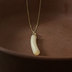 Imitation Tooth Pendant With Gold Color Cap