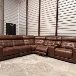 Concord 6-piece Leather Power Reclining Sectional with Power Headrests