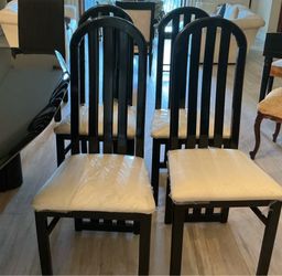4 black high back dining table chairs