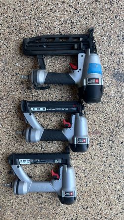 Porter Cable Pneumatic Nail Gun Set 3 Piece Excellent Working Condition
