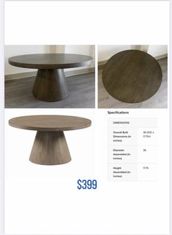 Round Wood Coffee Table with Pedestal Base