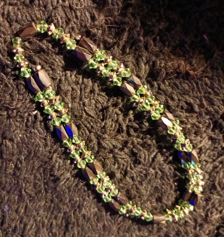 Magnetic Hematite And Peridot Glass Bead Strand