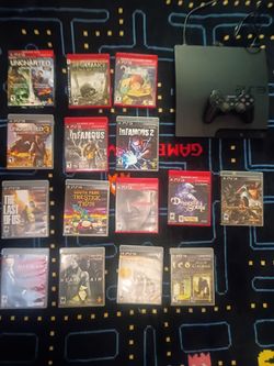 PS3 Slim Console + 16 banger games