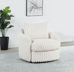 Swivel Accent Chair Ivory Corduroy fabric, New Especial price 