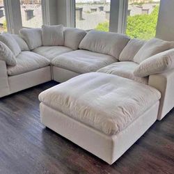 Cloud Moduler Comfy Plush Sectional Sofa Couch With Ottoman 