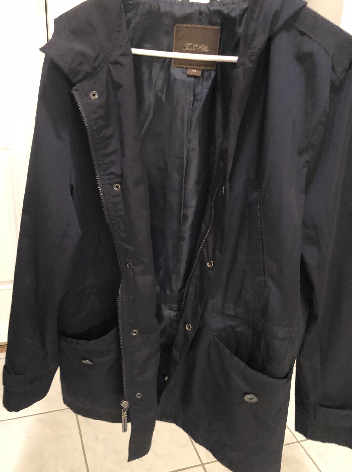 Women Tasso Elba Blue Rain Jacket M very nice