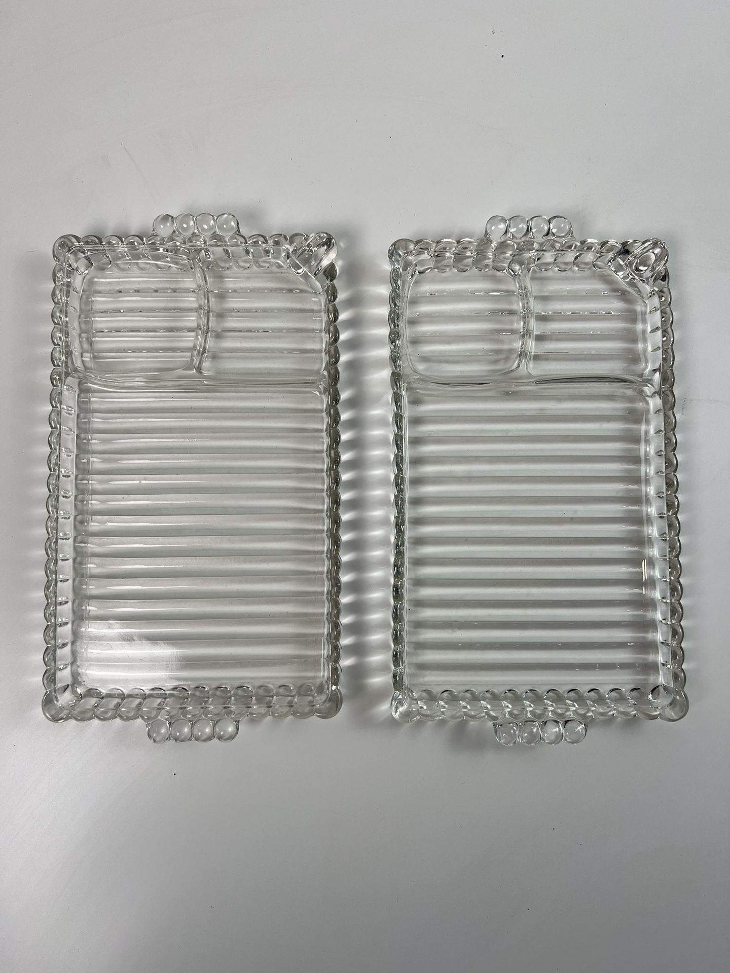 Vintage Glass Snack Tray Set Of 2