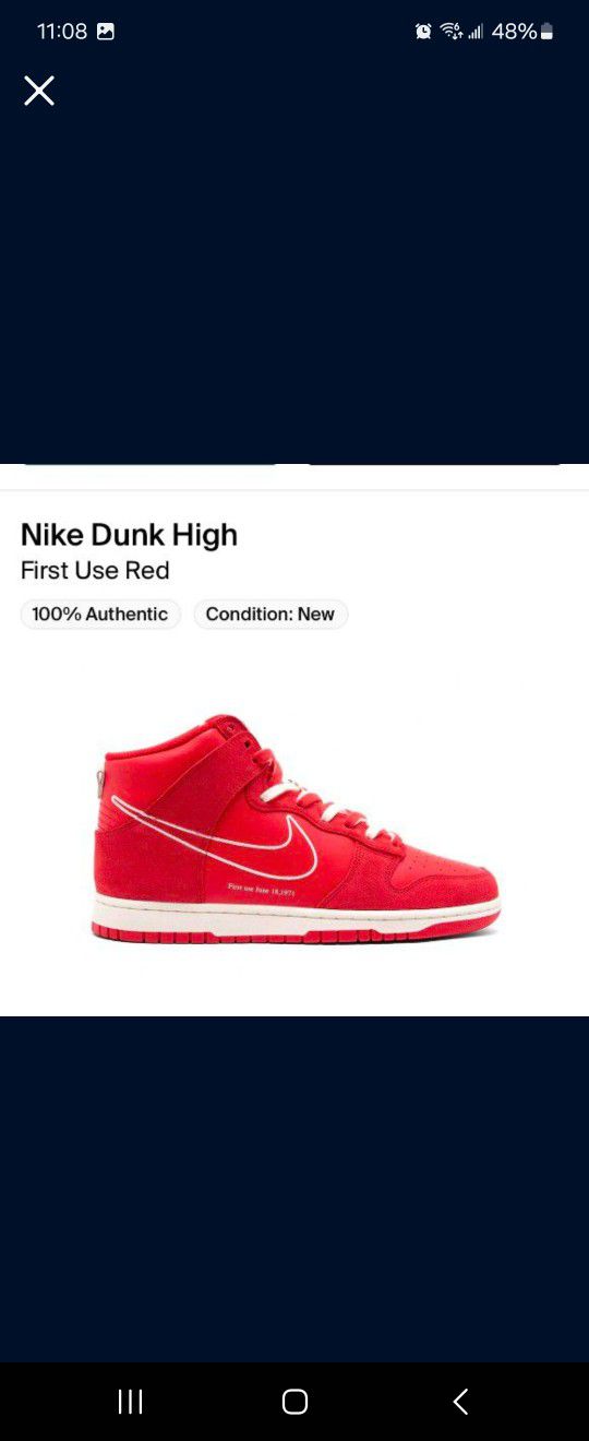 Nike Dunk Hi First Use Red Size 8.5