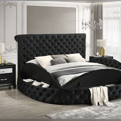 Brand New Queen Size Tufted Storage Bed (Available In King)
