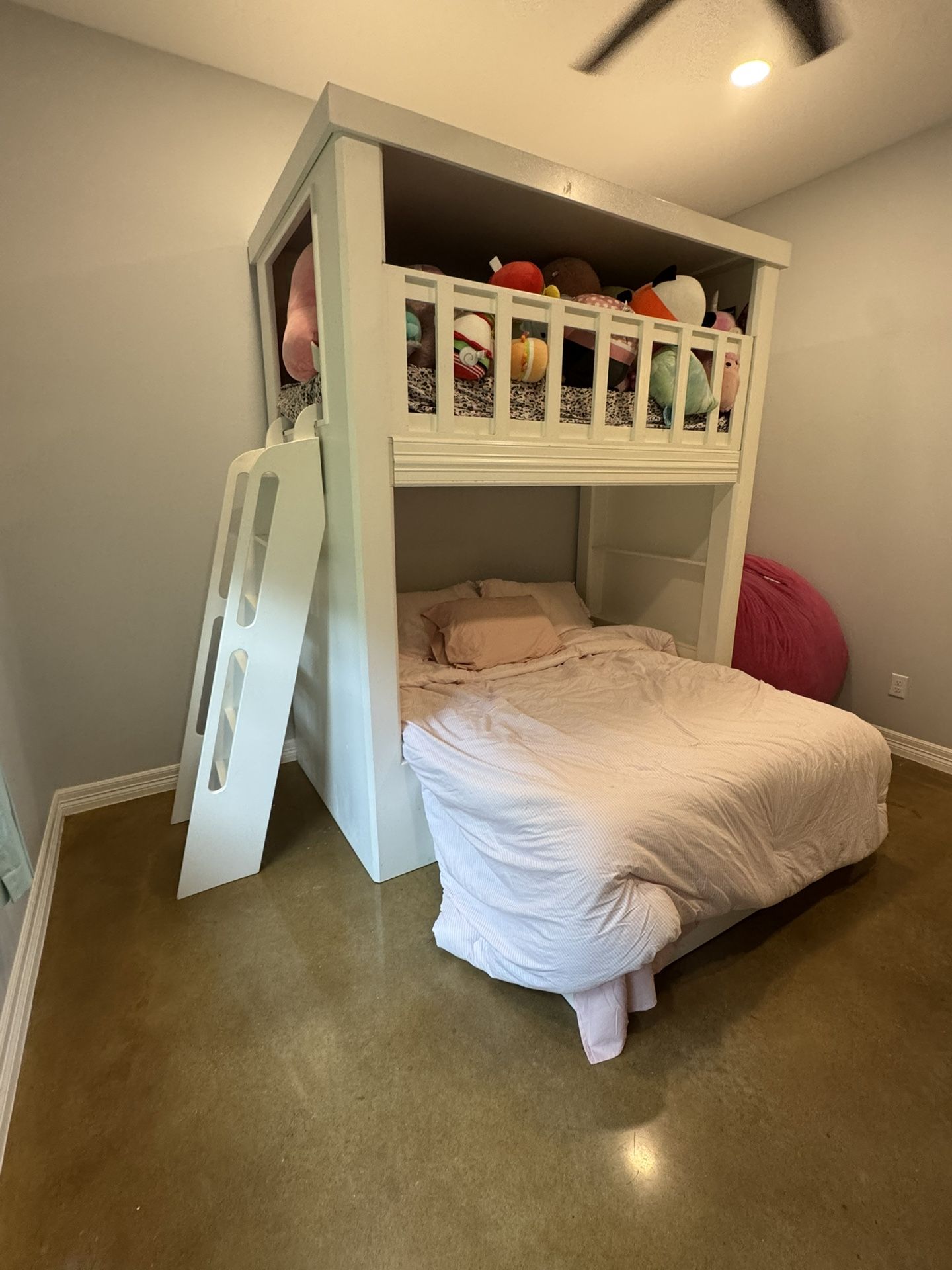 White Custom Bunk Bed With Mattress