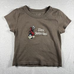 Brandy Melville John Galt Little Switzerland Brown Baby Tee Devil Grunge Y2K #2A