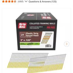 Grip-Rite 3 in. x 0.120 in. 21° Plastic Collated Exterior Galvanized Ring Shank Framing Nails 4000 per Box