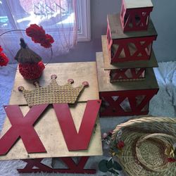 XV Quinceañera Cake Stand Back Drop Decor