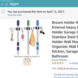 Broom Holder Wall Mount, Kmeivol Heavy Duty Broom Holder Garage Organization Stainless Steel Broom and Mop Holder Wall Mounted, Broom Organizer Wall M