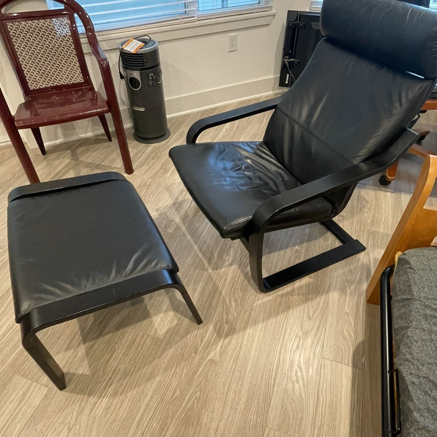 IKEA Poang Leather Armchair With Ottoman for Sale in San IKEA